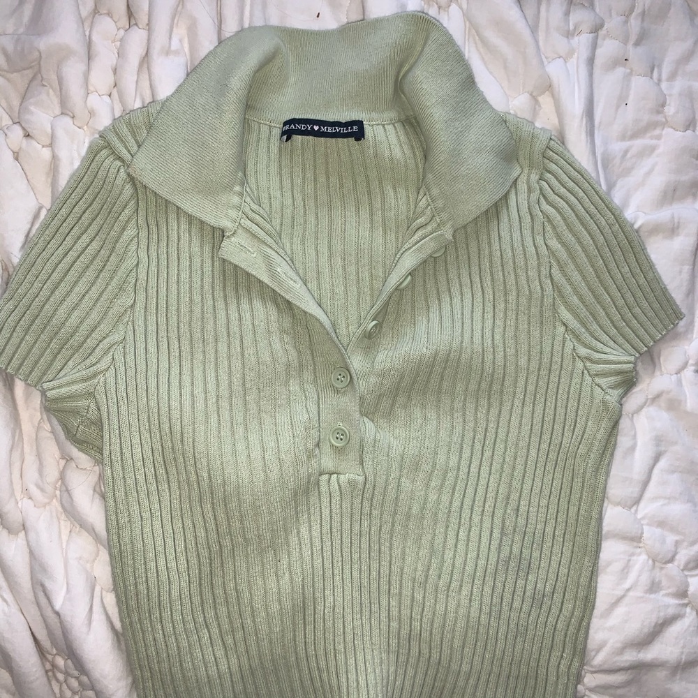 Brandy melville bridget ribbed collar crop top